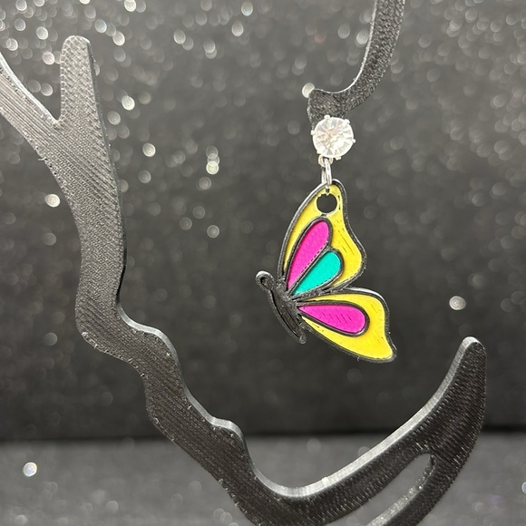 Small Colorful Butterfly Earrings - Picture 3 of 4